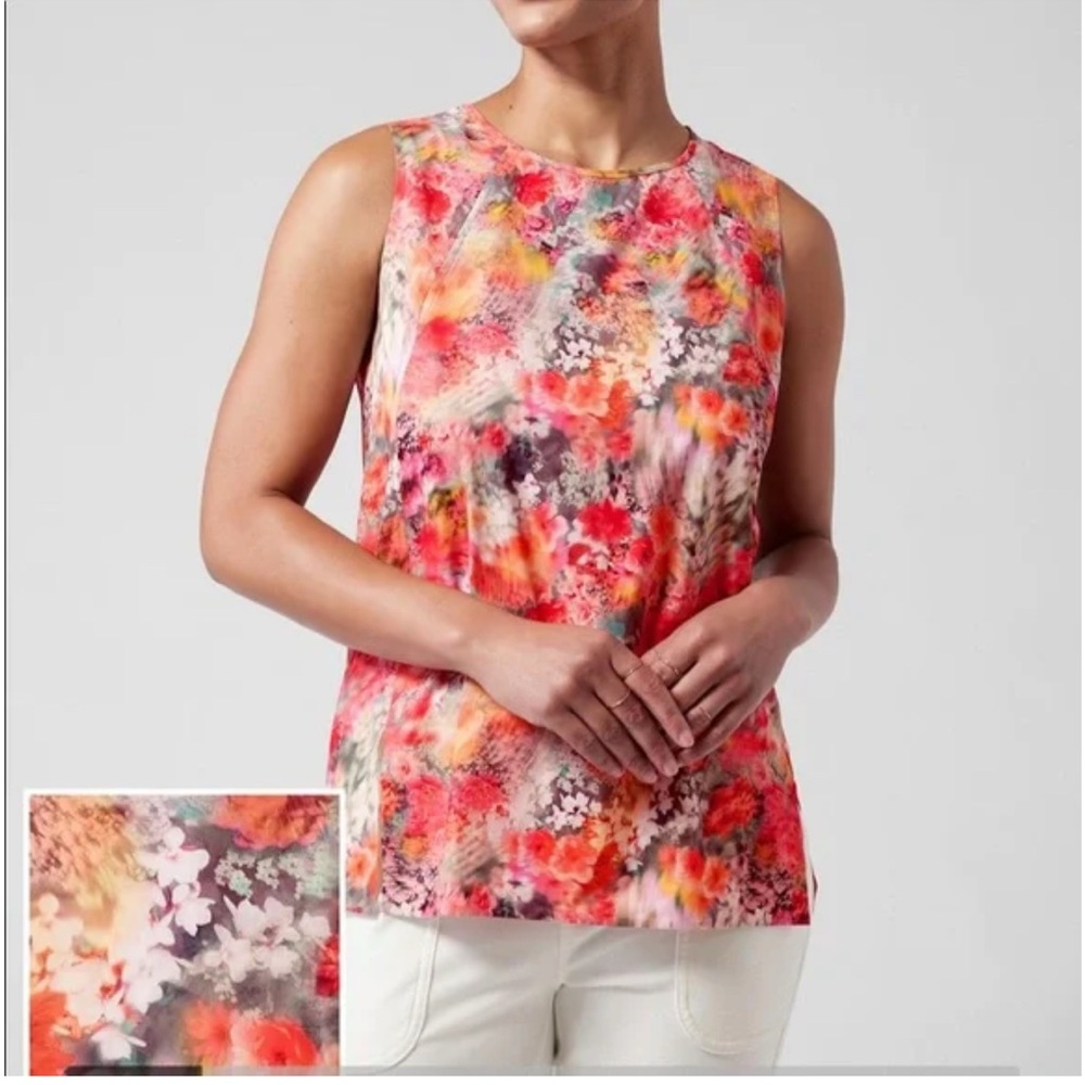 Athleta Refined Zephry Tank in Bloom Sleeveless Floral Print Top Size Medium